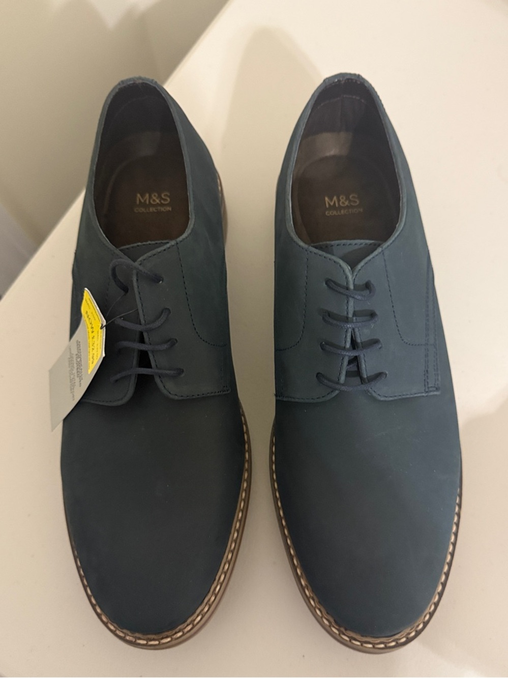 Marks and Spencer Men's Navy Derby Shoes 8.5 UK - Brand New